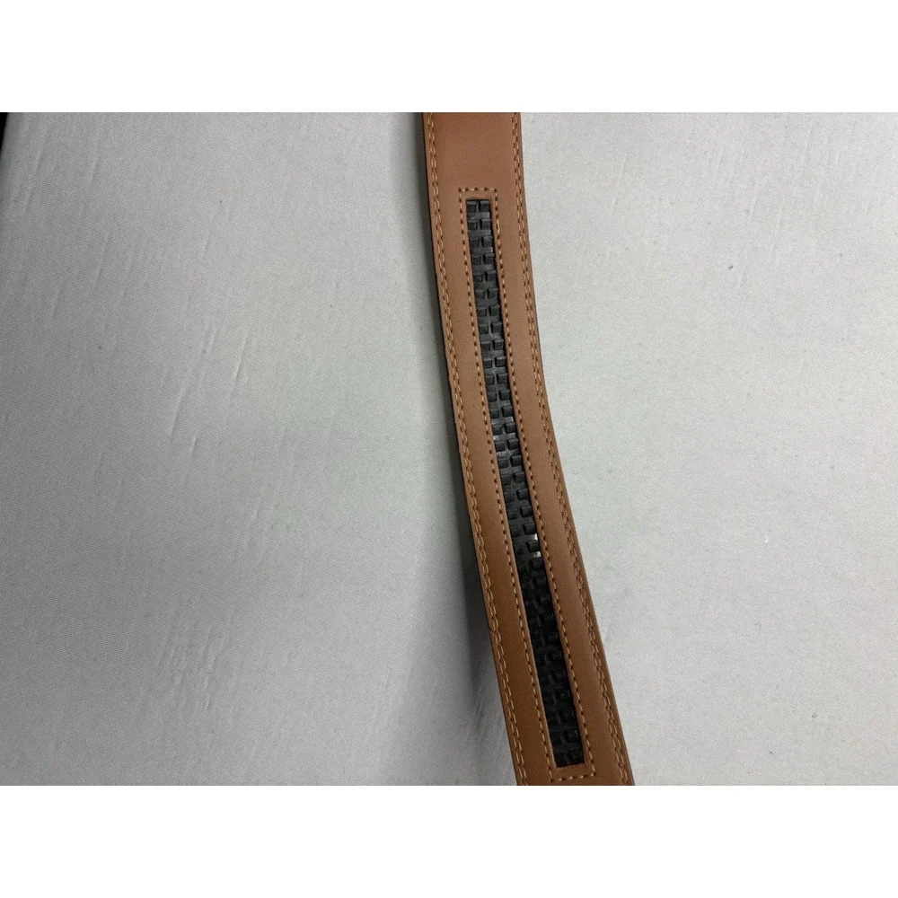 Kemisant Black Adjustable Leather Belt Size 48-56 Buckle Ratchet Dress